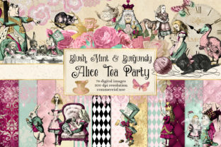Blush Mint and Burgundy Alice Tea Party: A Digital Design Resource Guide