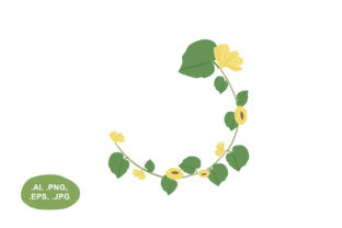 Botanical Yellow Floral Semicircle Border Guide
