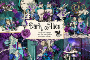 Dark Alice Digital Scrapbook Kit: Gothic Design Assets