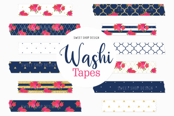 Digital Washi Indigo Pink Flowers: Elevating Your Planner Without the Clutter