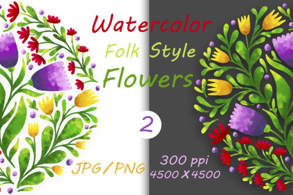 Flowers in Folk Style and Hand Drawn 02: A Versatile Design Resource
