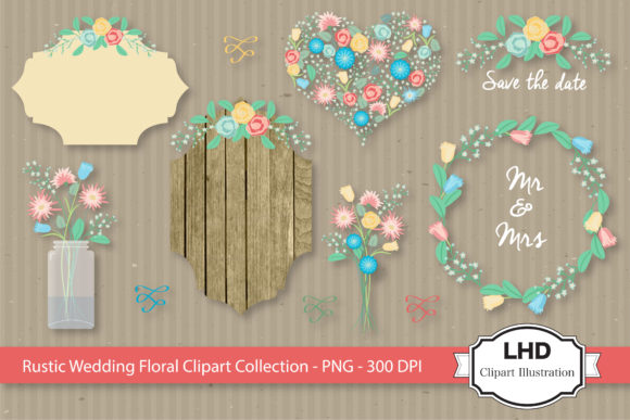 Rustic Wedding Clipart - Flowers: A Versatile and Charming Design Solution