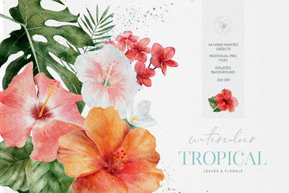Tropical Flowers Leaves Watercolor: Elevating Modern Design with Organic Texture