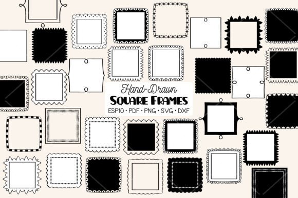 Unlock Your Creativity with Square Frames Hand Drawn Border Graphics